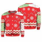 Candy Canes And Snowflakes Button Up Ugly Christmas Sweater