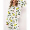 Champagne Bottle Watercolor Satin Pajama Set For Women 2