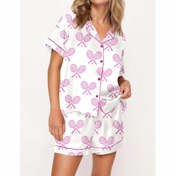 Champagne Tennis Satin Pajama Set For Women 1