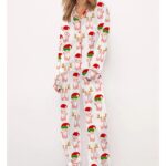 Christmas Ballet Shoes Satin Pajama Set For Women