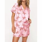 Christmas Bows Satin Pajama Set For Women