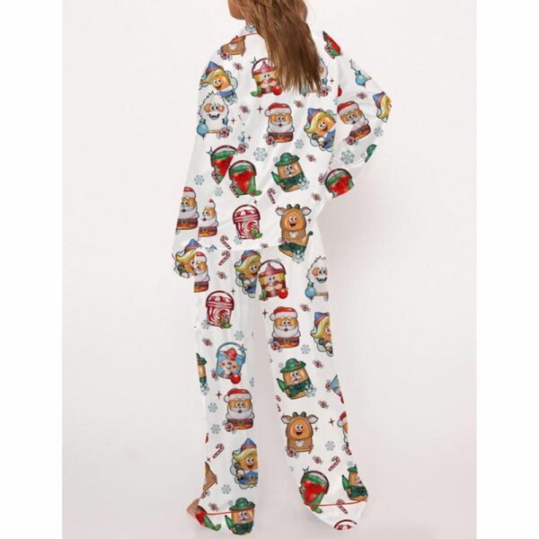 Christmas Classic Nuggets Satin Pajama Set For Women 3