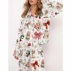 Christmas Coquette Cat Satin Pajama Set For Women 2