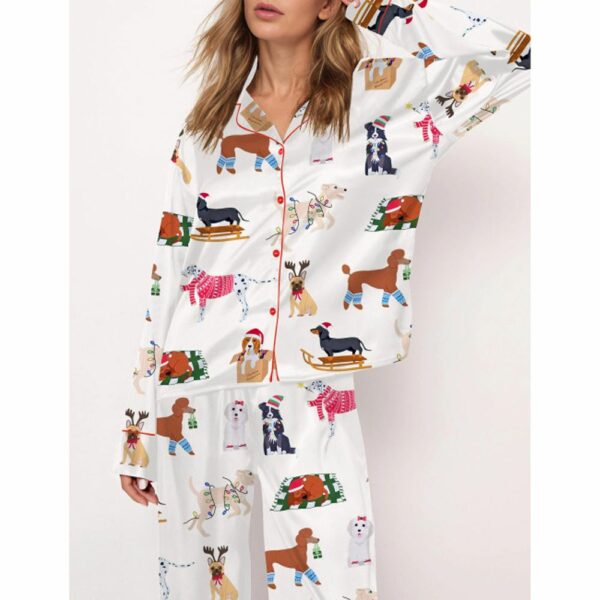 Christmas Doggy Satin Pajama Set For Women 2