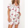 Christmas Flamingo Martini Satin Pajama Set For Women 2