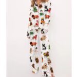 Christmas Funny Dogs Satin Pajama Set For Women