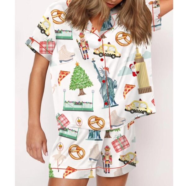 Christmas New York Satin Pajama Set For Women 2