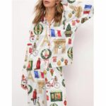 Christmas Paris Satin Pajama Set For Women