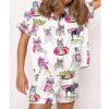 Christmas Skiing French Bulldog Satin Pajama Set For Women 2