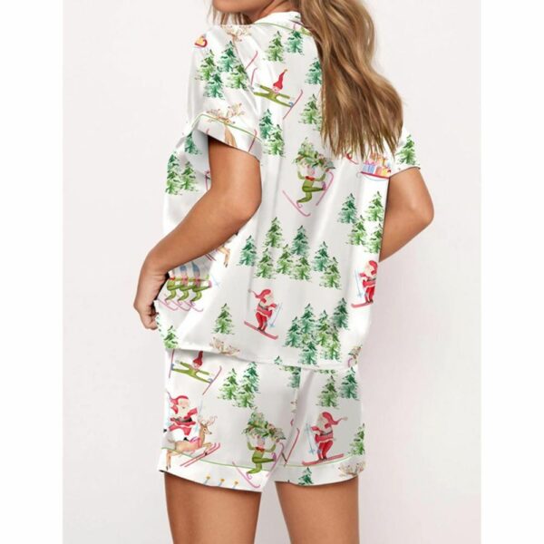 Christmas Skiing Holiday Satin Pajama Set For Women 2