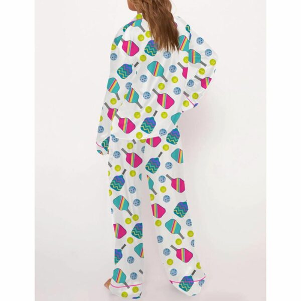 Colorful Pickleball Satin Pajama Set For Women 3