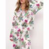 Coquette Christmas Chinoiserie Tree Satin Pajama Set For Women 2