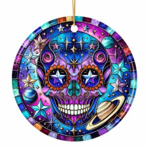 Cosmic Celestial Sugar Skull Ornament