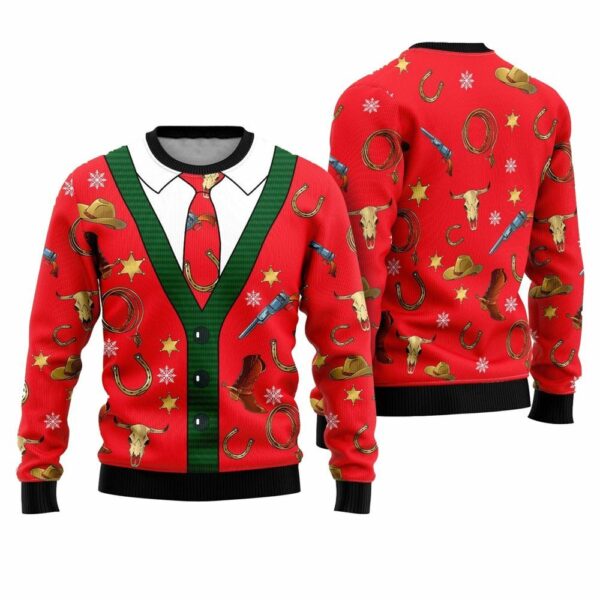 Cowboy Cardigan Ugly Christmas Sweater 1 1