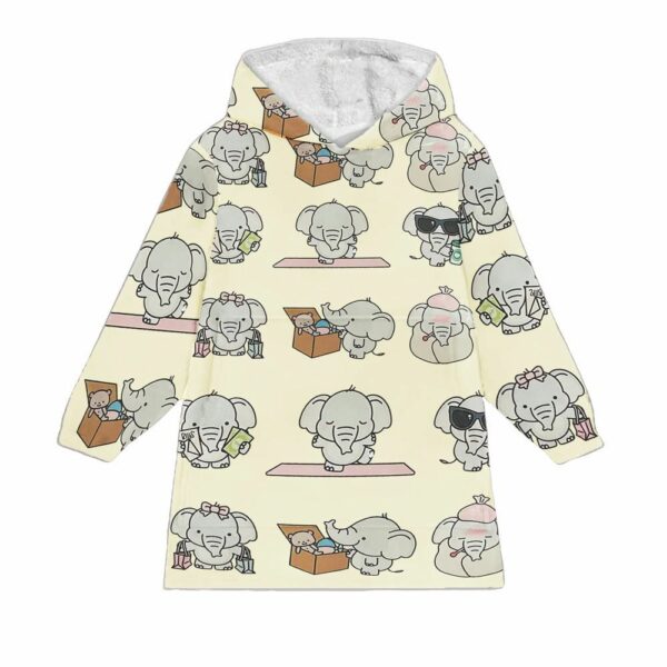 Cute Elephants Blanket Hoodie 1