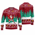 Deck The Hall Pickleball Santa Ugly Christmas Sweater