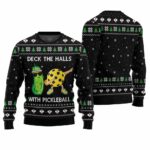 Deck The Halls With Pickleball Ugly Christmas Sweater
