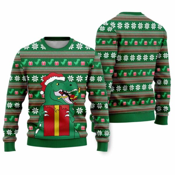 Dinasour Santa Ugly Christmas Sweater 1 2