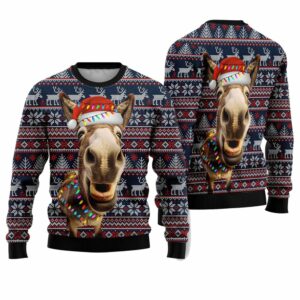 Donkey Funny Colorful Light Funny Ugly Christmas Sweater 1 1