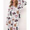 Equestrian Bow Satin Pajama Set For Women 3