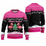 Flamingo Flocking Around The Christmas Tree Ugly Christmas Sweater
