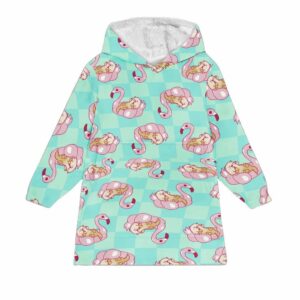 Flamingo Pool Party Blanket Hoodie 1