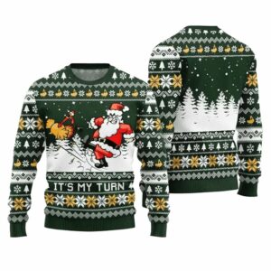 Funny Its My Turn Santa Turkey Ugly Thanksgiving Sweater 1 1