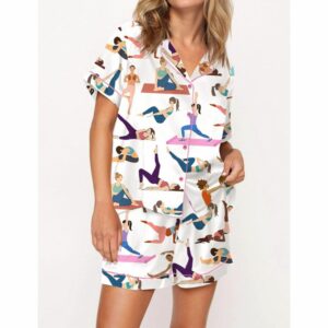 Funny Pilates Satin Pajama Set For Women 1