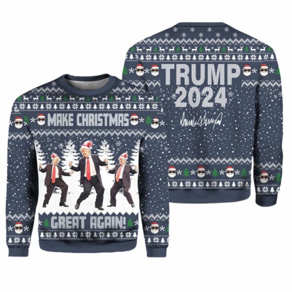 Funny Trump Dancing Make Christmas Great Again Ugly Sweater 1 1