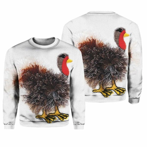 Funny Turkey Art Print Knit Pullover Sweater 1 1