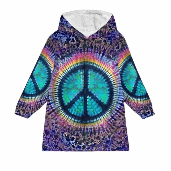 Hippie Peace Sign Blanket Hoodie 1