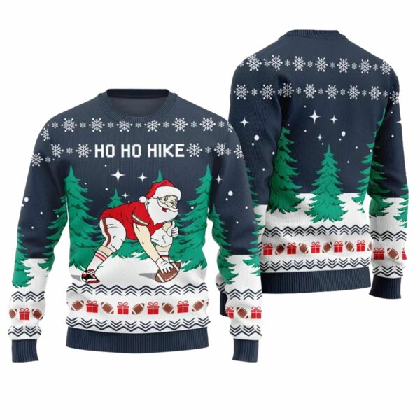 Ho Ho Hike Santa Football Ugly Christmas Sweater 1 2