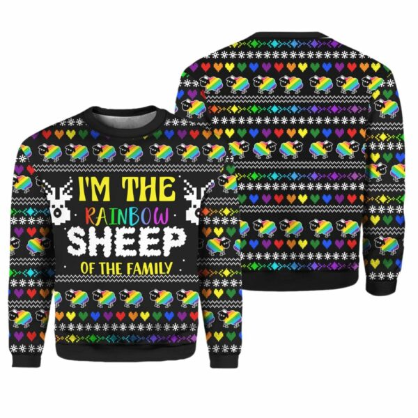 I Am The Rainbow Sheep Of Family Ugly Christmas Sweater 1 2