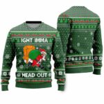 Ight Imma Head Out Santa Funny Ugly Christmas Sweater