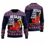 Jesus Has Your Back Ugly Christmas Sweater