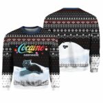 Let It Snow Cat Cocaine Everywhere Ugly Christmas Sweater