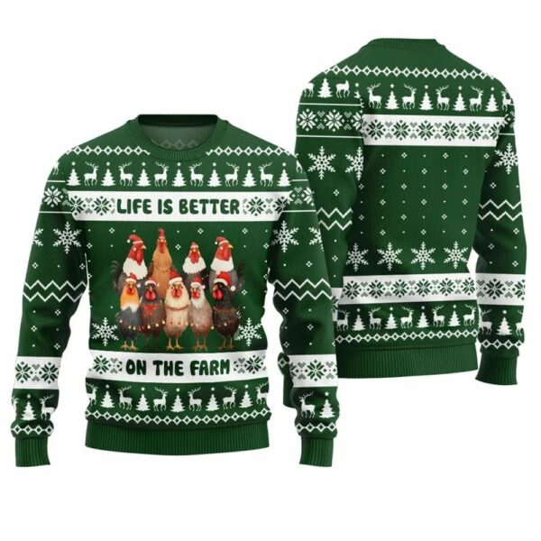 Life is Better on the Farm Chicken Christmas Sweater 1 2