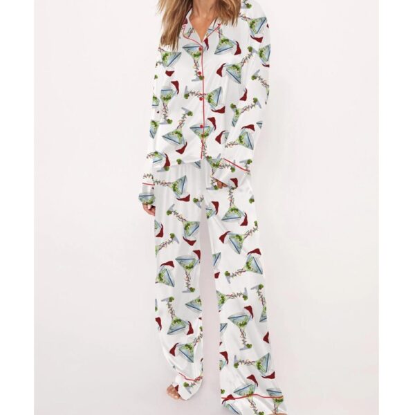 Martini Christmas Satin Pajama Set For Women