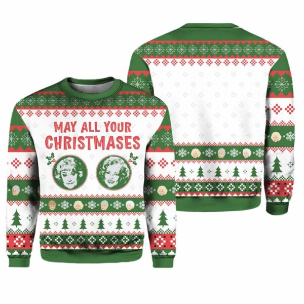 May All Your Christmases Bea White The Golden Girls Ugly Sweater 1 1