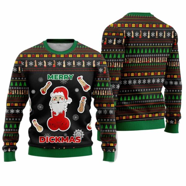 Merry Dickmas Santa Funny Ugly Christmas Sweater 1 2