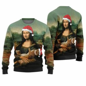 Mona Lisa Cat Christmas Sweater 1 1