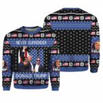 Never Surrender Donald Trump Ugly Christmas Sweater