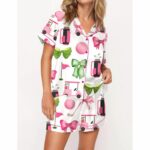 Preppy Coquette Golf Satin Pajama Set For Women