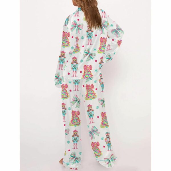 Preppy Nutcracker Christmas Satin Pajama Set For Women 4