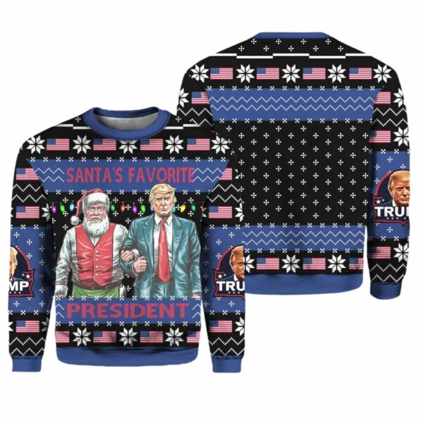 Santa's Favorite President Trump Ugly Christmas Sweater 1 2