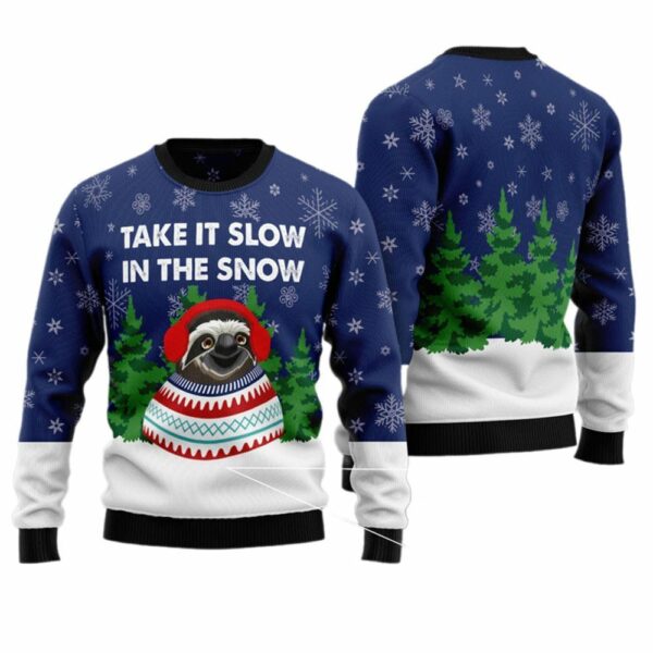 Sloth Take It Slow Ugly Christmas Sweater 1 2