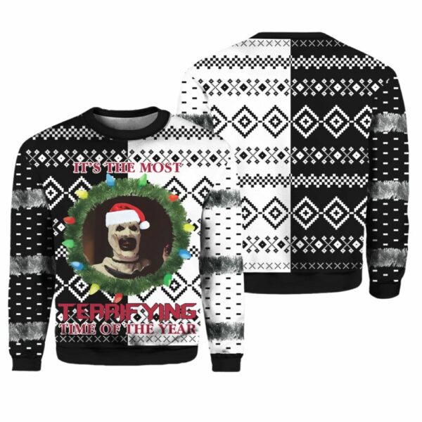 Terrifier Its The Most Terrifying Time Of The Year Ugly Christmas Sweater 1 1