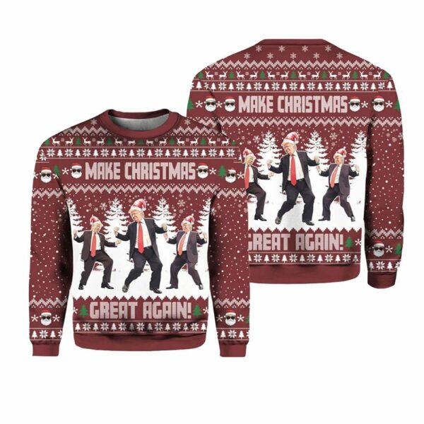 Trump Dancing Make Christmas Great Again Ugly Sweater 1 1