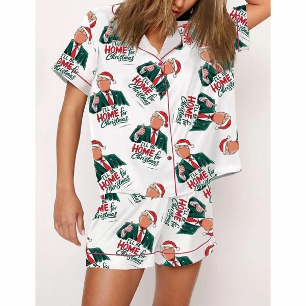 Trump Ill Be Home For Christmas Santa Art Pajama Set 2