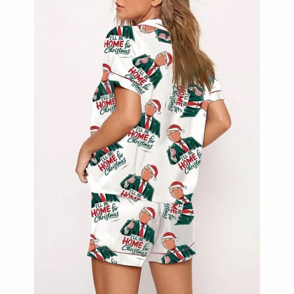 Trump Ill Be Home For Christmas Santa Art Pajama Set 3